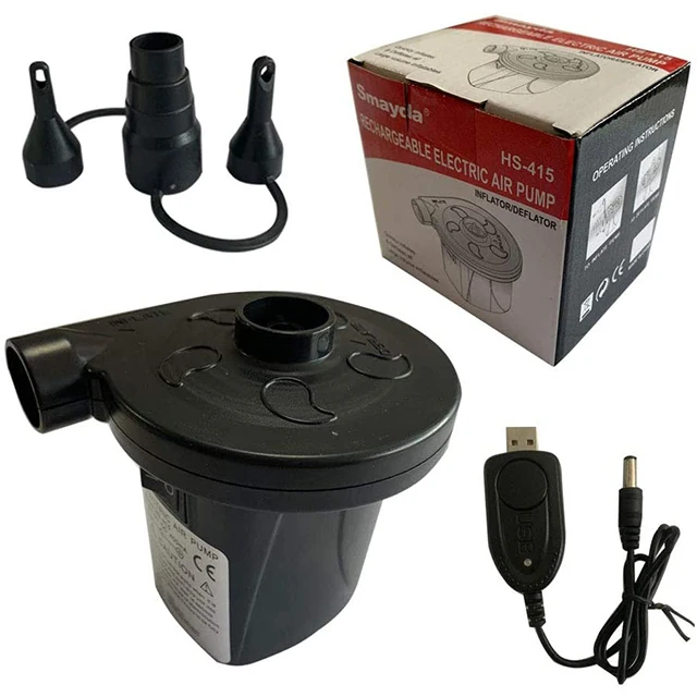 USB Electric Rechargeable Air Pump, Quick-Fill Inflator and Deflator Pump  for Air Mattress Air Bed Paddling Pool Swimming Ring