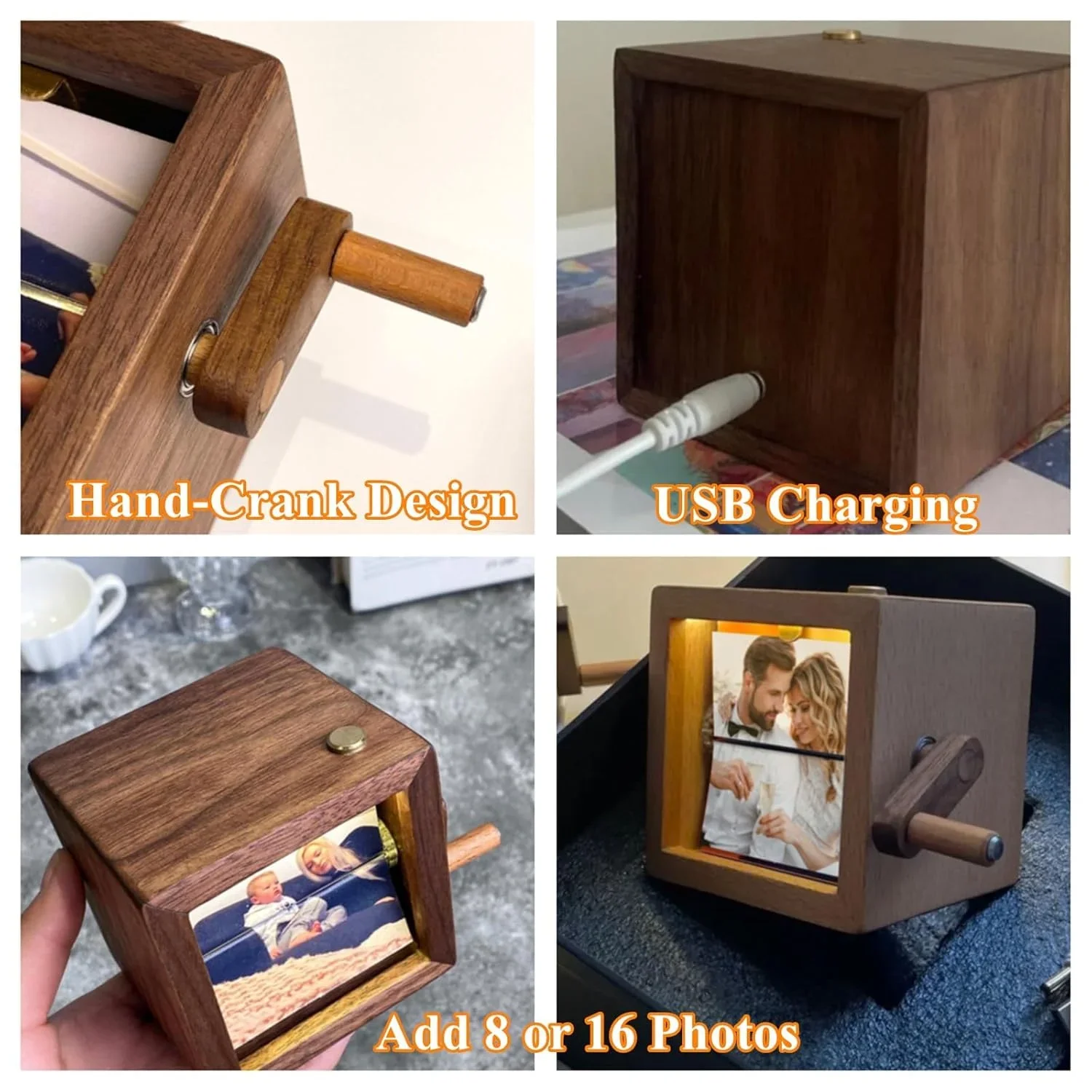 Flip Book Photo Machine Cube Wooden Box 2025 Custom Memory Cube 8 Pages With Light Customized