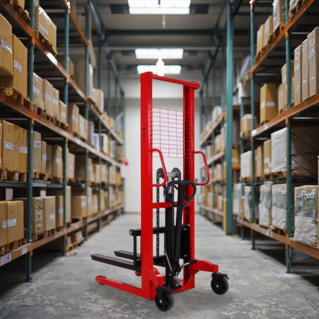 500kg 1 Ton Hydraulic Stacker Manual Forklift Truck Machine Hand Lifter With Manual Stacker for Wearhouse Use