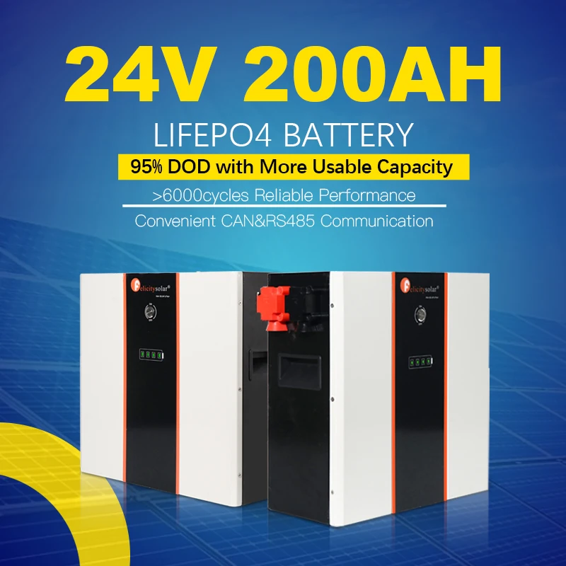 6000  Cycles  Lithium  Battery Pack Lifepo4  24v200Ah for Solar Electric Power System