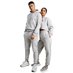 Custom logo unisex tracksuits grey tracksuit sweat suits for men and women