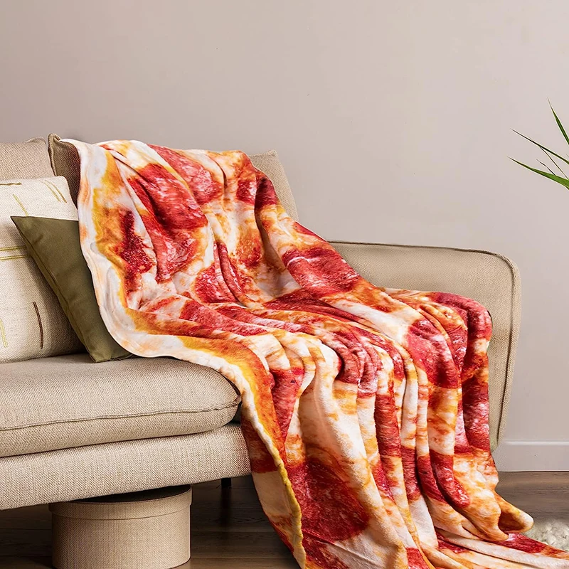 hot selling super soft flannel foods fruits pie pizza pepperoni omelette tortilla blanket