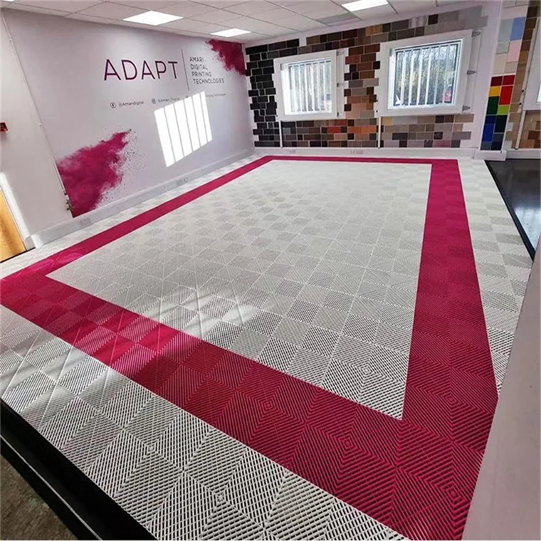 Plastic Flooring Anti Slip Interlocking Drainage Garage Floor Tiles Rubber Tile Simple Color Indoor Plastic Flooring