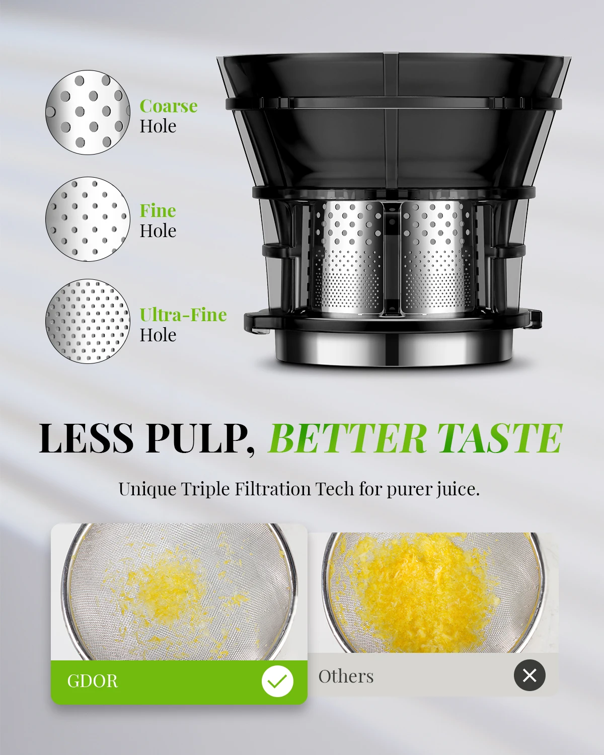 Masticating Slow Juicer High Yield Cold Press Juice Extractor Nutrient Juicer Machine Electric