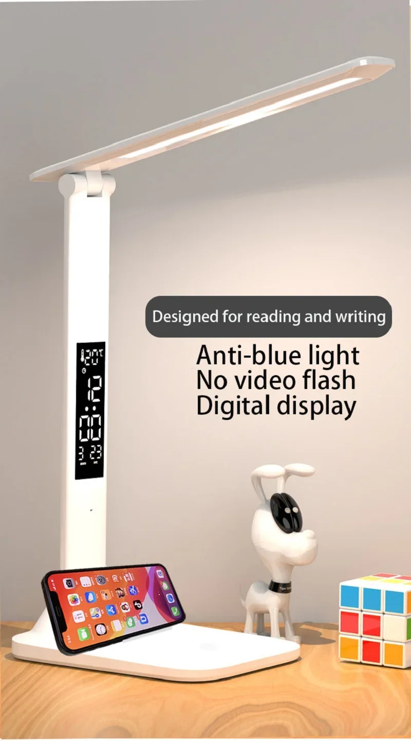 New Led Table Lamp Touch Foldable USB Rechargeable With Alarm Clock ...