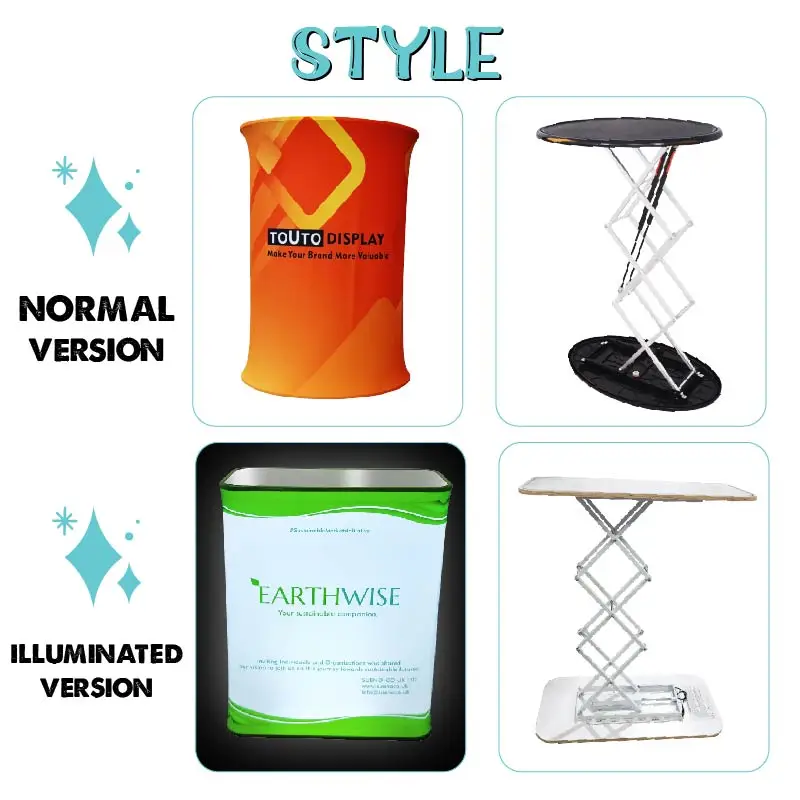 Custom Portable Pop up Trade Show Display Podium with LED Light Tension Fabric Aluminum Frame Carrying Bag