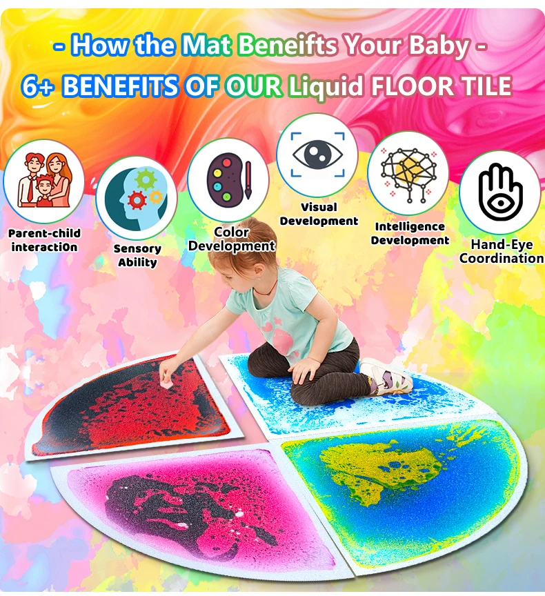 38/50CM 1 PC Pie-Shaped Brick Transparent Flowing Liquid Floor Mat Kids Floor Mats Educational Toys For Kids Learning Outdoor supplier