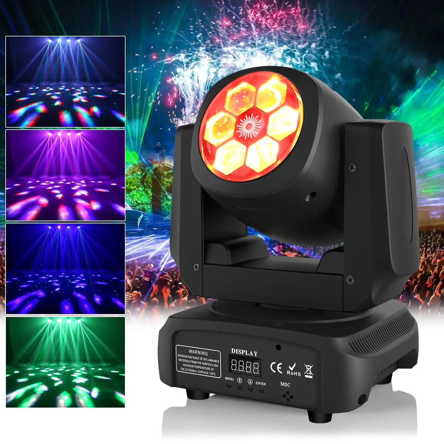 120W RGBW Dmx512 Parties Disco Stage Strobe Light Moving Head Multicolor DJ Light 4 In1 Rotatable LED Beam Lamp