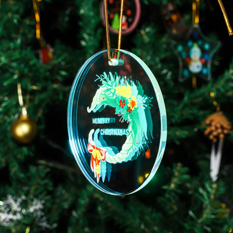 product factory wholesale cheaper glass pendant uv printing custom merry christmas ornament gifts christmas decoration supplier-50