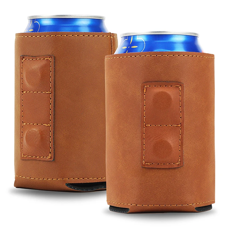 Customized Leather Koozies Laserable Slim Can Cooler Insulated