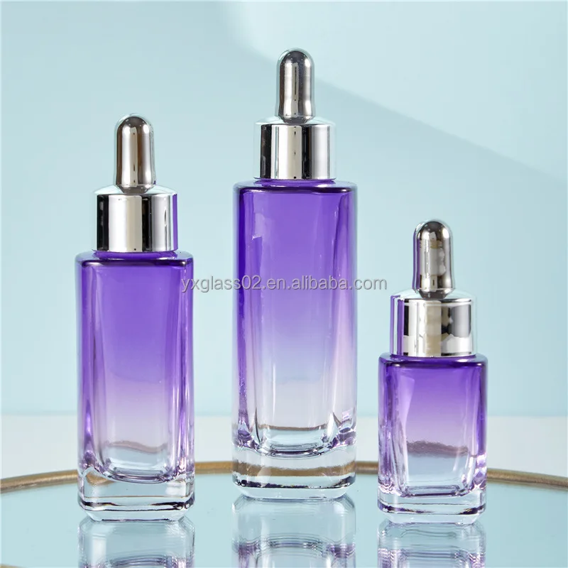 Essential oil glass bottle Square Serum glass Dropper Bottle skincare cosmetic glass dropper container supplier