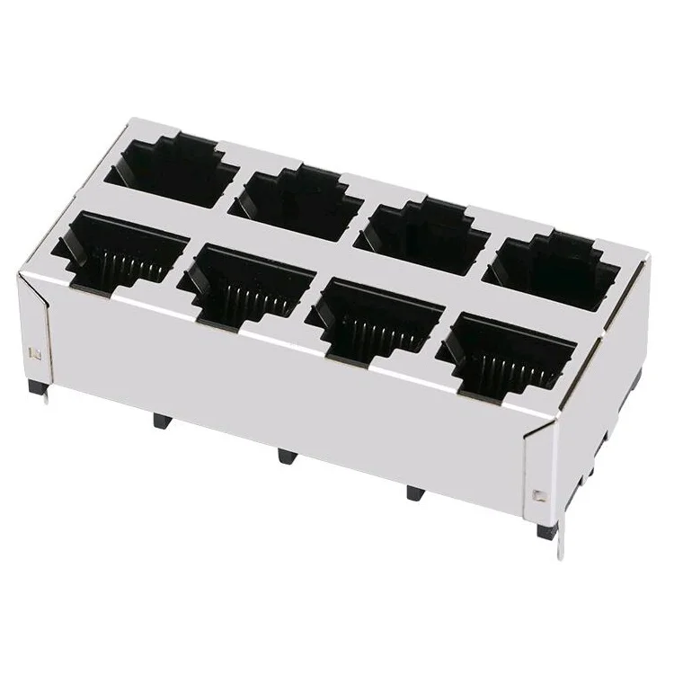 ZED1625NN Stacked 2x5 10 Port 8P8C Modular Jack Vertical 180 Degrees RJ45 Connector