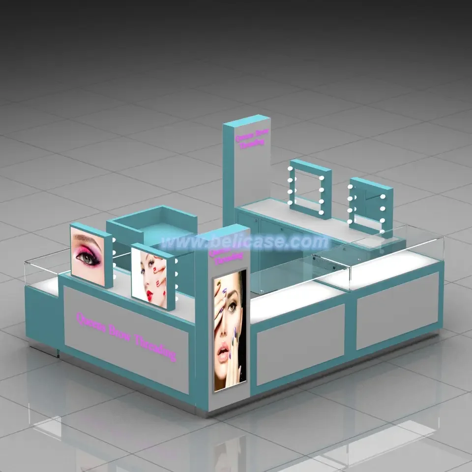 Shopping Mall New Design Eyebrow Bar with Led Light Fashionable Eyebrow Threading Kiosk for Sale