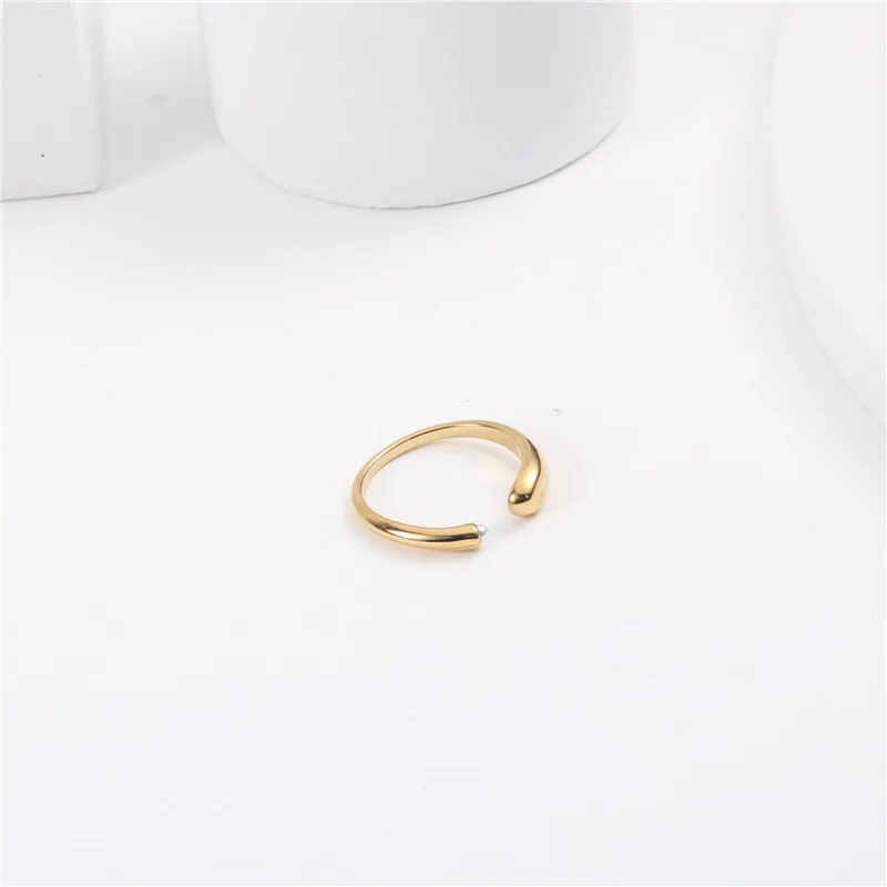 Europe Design Women One Head Big One Head Small Pearl Stainless Steel Open Ring