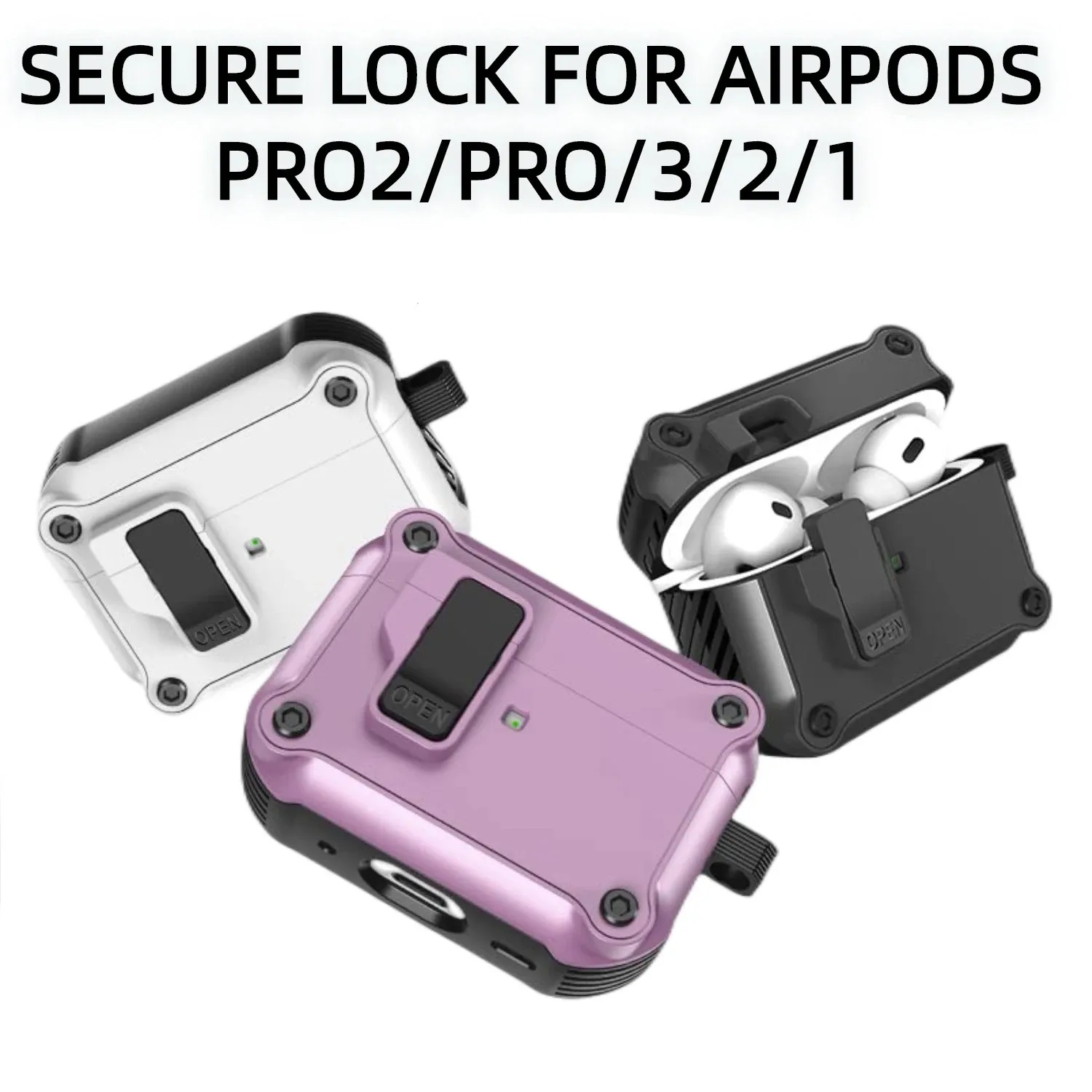 Hot Selling Security Lock Cover Case for AirPods Pro 2 Shockproof PC TPU Case for Air Pods Pro airpods 1 2 3 4 Cover