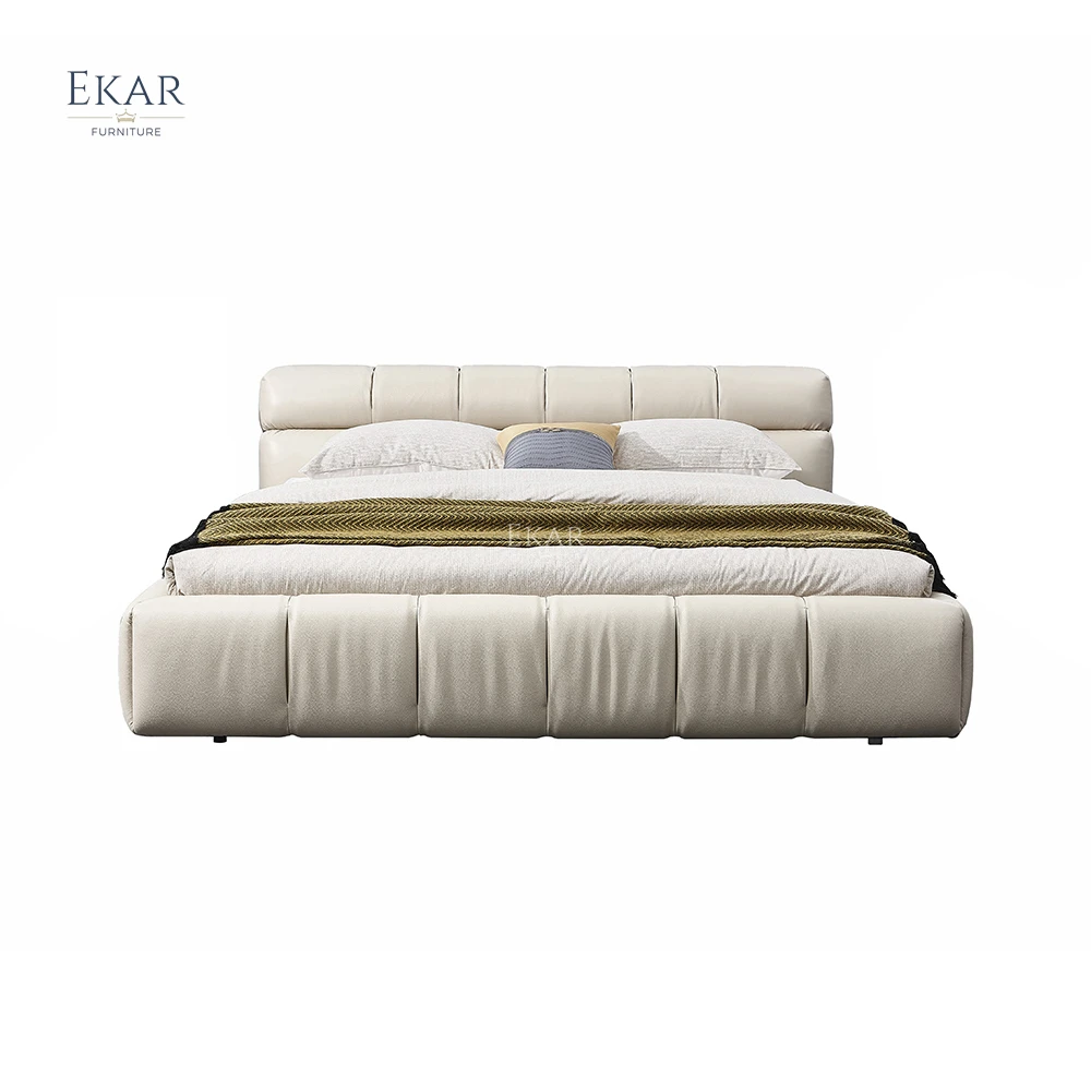 EKAR FURNITURE Modern contracted design bed solid wood headrest back bedroom bed