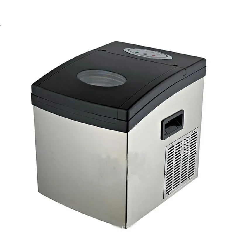 15KG/24H Ice Maker Mini Small Round Ice Stainless Steel Desktop Manual  Commercial Bar Ice Cube Making Machine