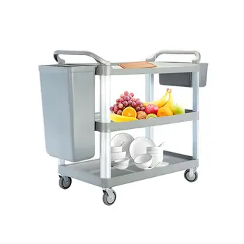 DaoSheng Commercial Hotel Restaurant Dining Hand 3 Tier Shelf Plastic Utility Cart Service Trolley For Kitchen