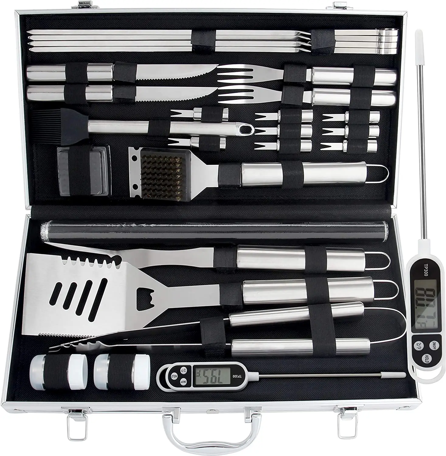 28pc BBQ Accessories Set Stainless Steel Grill Tools Set for Outdoor Camping Cooking Grilling