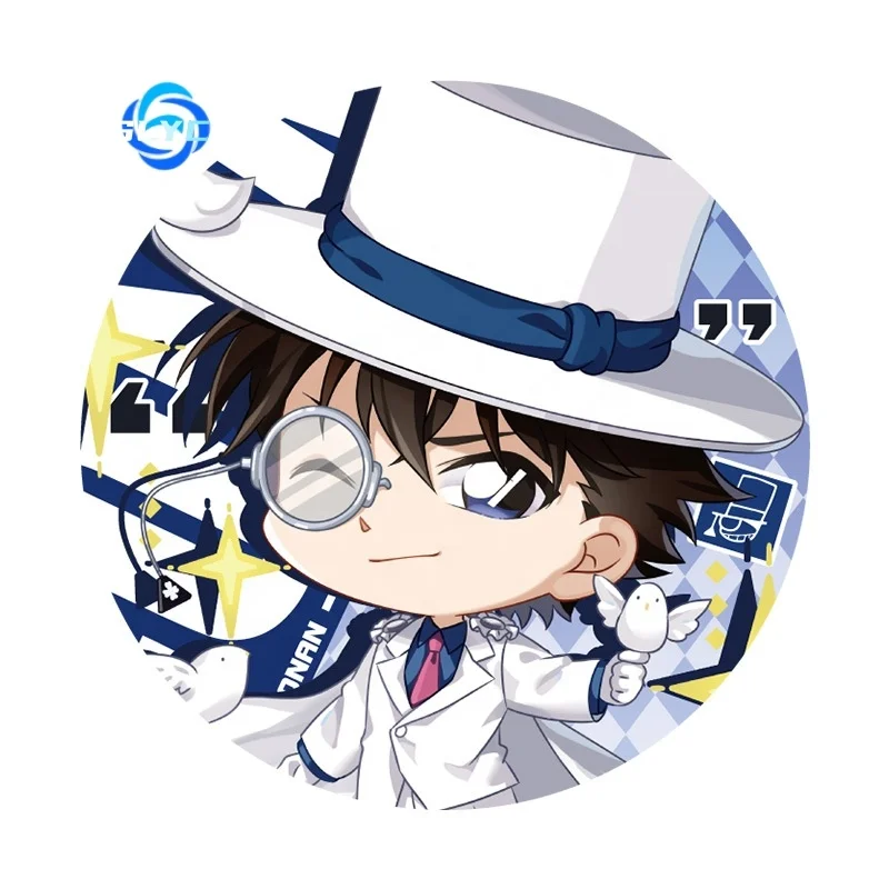 Detective Conan Q Version Anime Badge - Metal Laser Glitter
