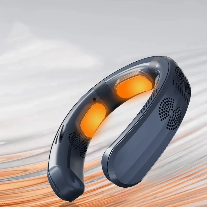 6000mAh ventilatorloze, hangende, verkoelende en verwarmende draagbare airconditioner ventilator, draagbare mini persoonlijke, luie buitenventilator voor om de nek_voghion.com