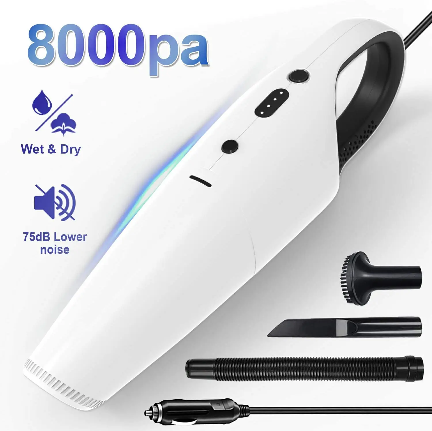 8000Pa Powerful Car Vacuum Cleaner Wet&Dry Handheld Strong Suction Wireless 