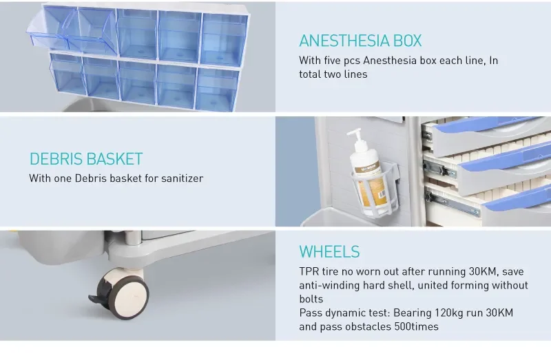 Movable  ABS Cart Anesthesia Trolley