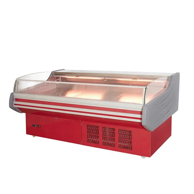 Europe Standard Meat Supermarket Butcher Shop Fish Open Display Fridge Refrigerator