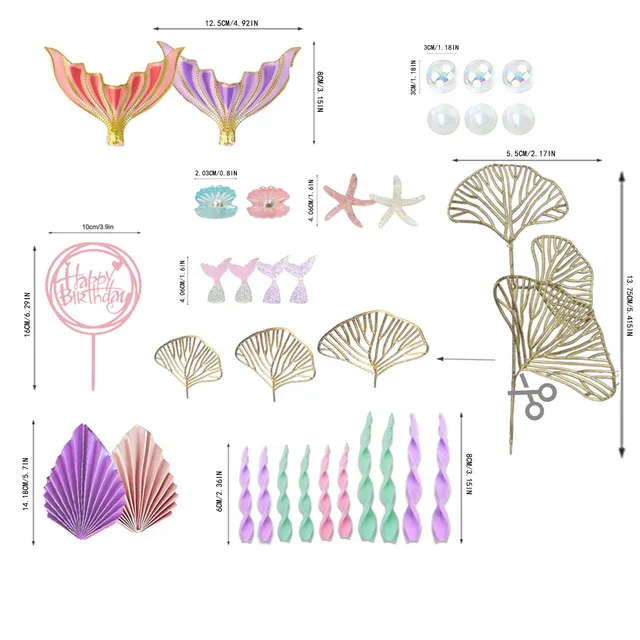 New Design Mermaid Theme Cake Toppers Set for Birthday Party Supplies CartoonCake Topper Decoration