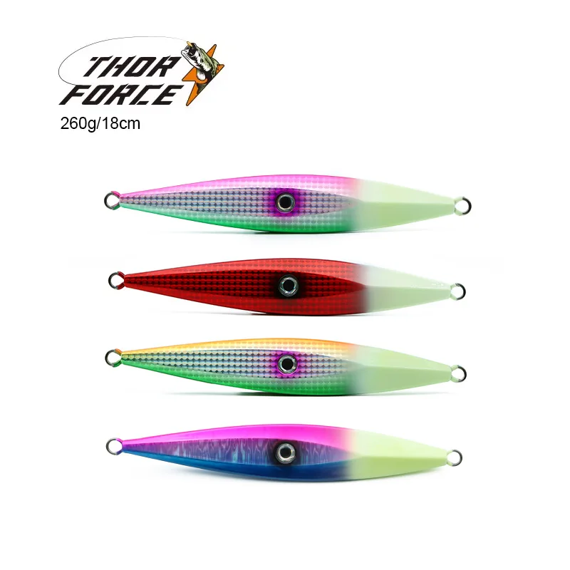 THORFORCE Jig 3D Eye in Middle 7 Inch 260g Lead Jigs Speed Sinking Luminous  Metal Lure Slow Pitch Jigbait Fishing Lure