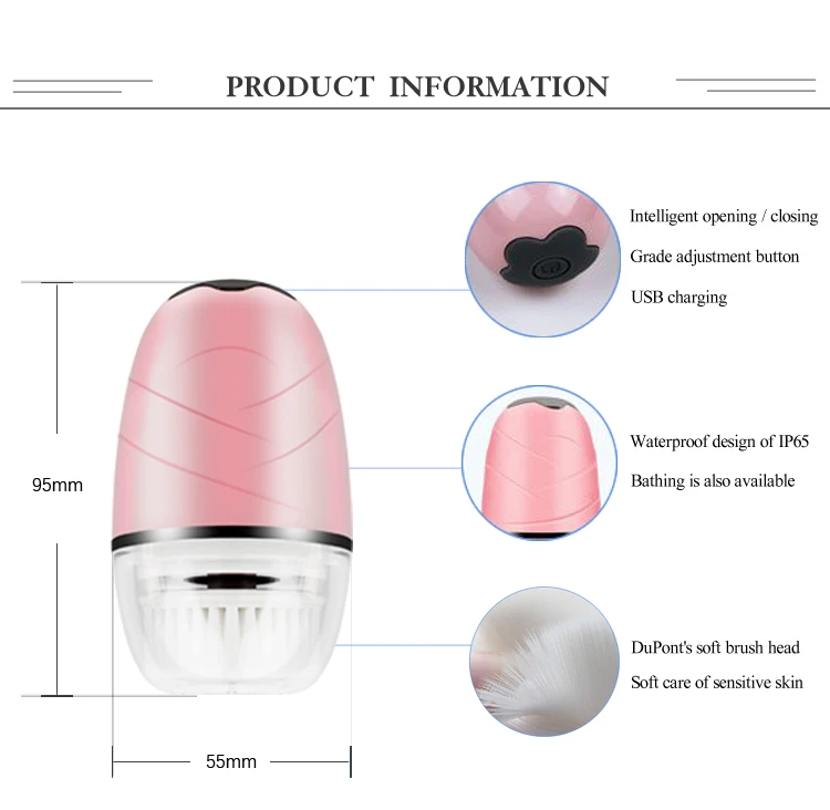 Mini Portable Waterproof Sonic Face Cleansing Washing Massager Brush Electric Silicone Facial Cleanser Brush