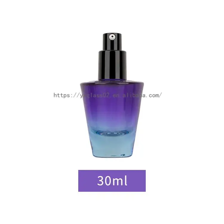 product luxury empty thick bottom 30ml gradient glass serum bottle packaging glass pump cosmetic with black lid for packaging container-7