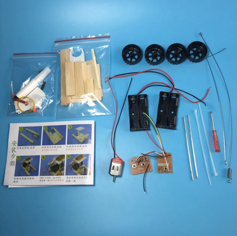 DIY Wireless Remote Control Racing Model Kit Wood Kids Physical Science Experiments Toy Set Boy Assembled Car Educational Toy