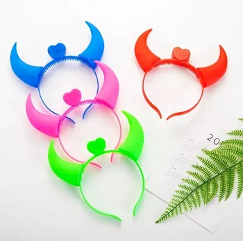 2022 Adults and Kids Halloween Party Headband Flashing Led Glow Deavil Horn Headband Bar Party Supplies Toys