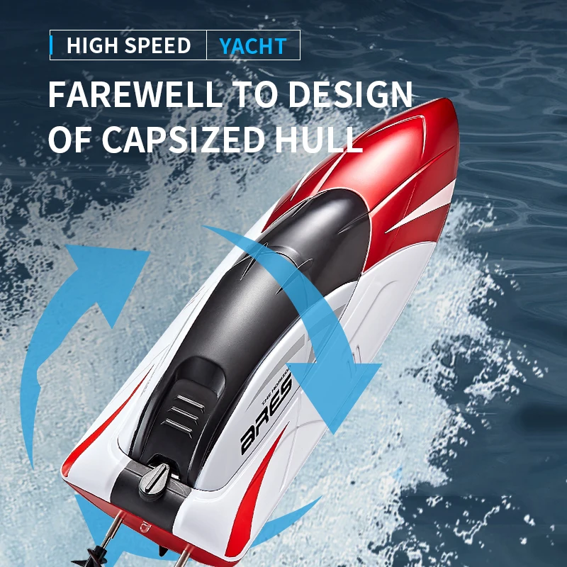 Bemay Toy Mini Remote Control Boat, 15KM/H High Speed Double Propellers Boat, Water Sensing Speedboat With Light
