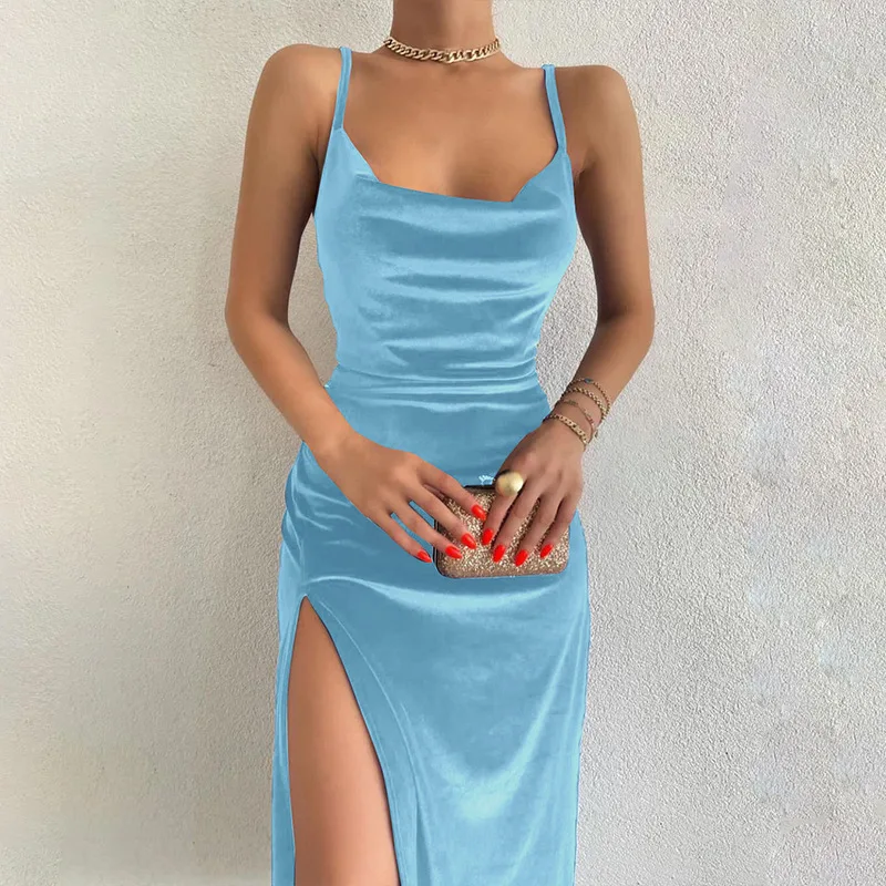 sachin and babi light blue dress Women's Satin Midi Dresses