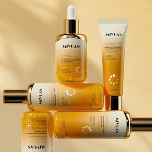 Luxury Flat Round Set Glass Bottle 30g 50g 30ml 40ml 100ml 120ml Pump Bottle with Paper Box and Custom Plastic Tube