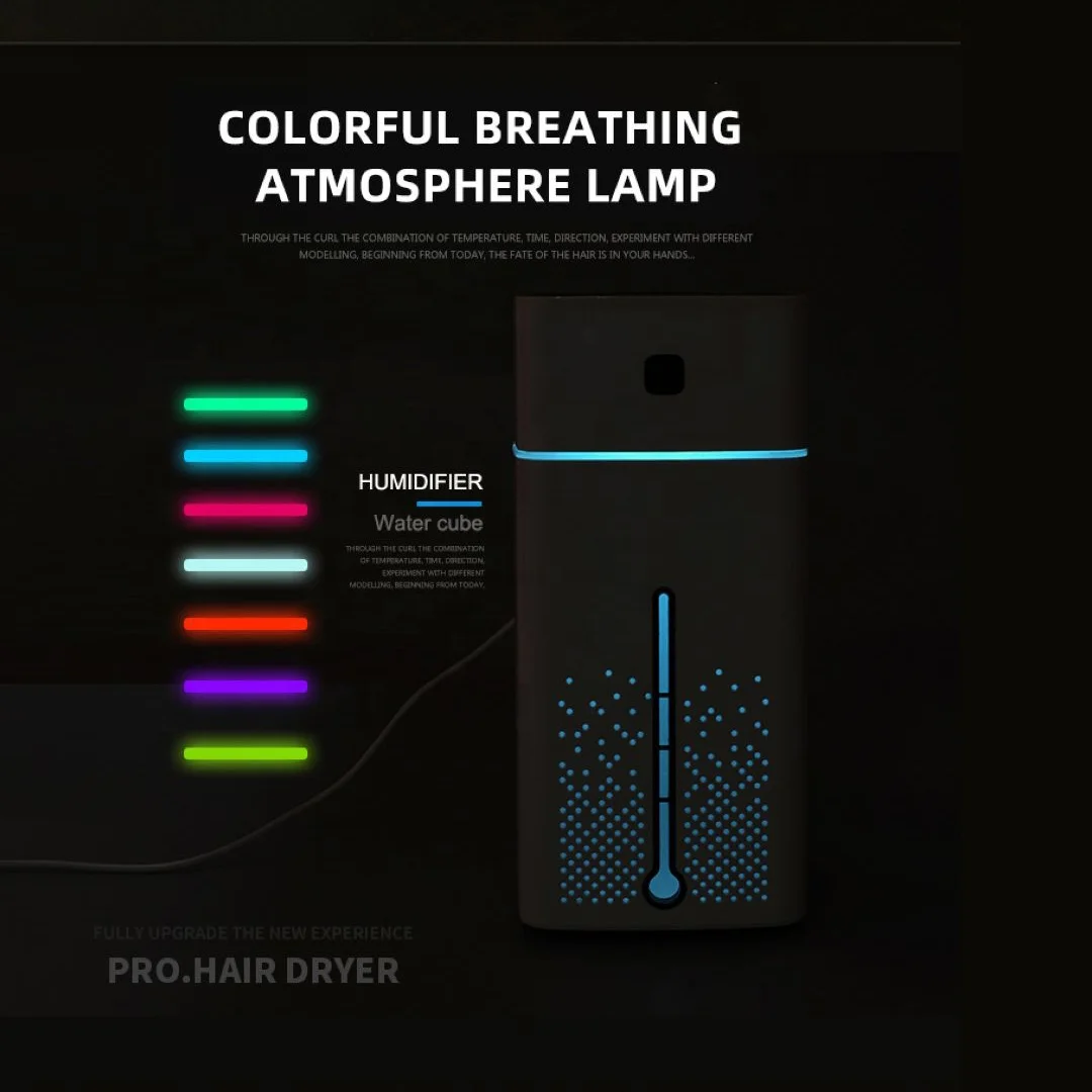 1L Humidifier Big Capacity Colorful Night Lights USB Office Purifier Electric Negative Ion Filter Mist Sprayer Aroma Diffuser
