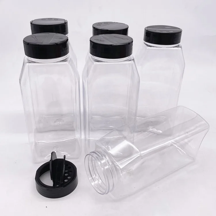 32OZ Plastic Spice Bottles Seasoning Containers Jars Include Flap Lid with Pour and Sifter Spice Shaker
