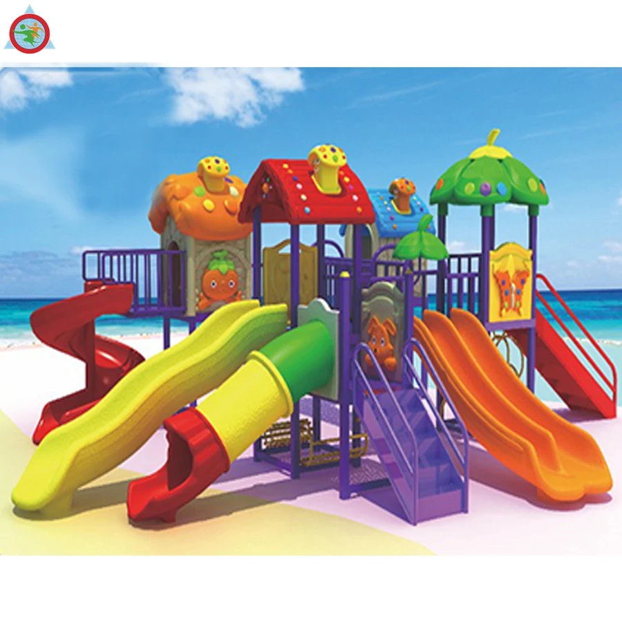 School Large Custom Area Dimension Amusement Park Playground Equipment Manufacturer Outdoor Plastic Slide Kids Play Park