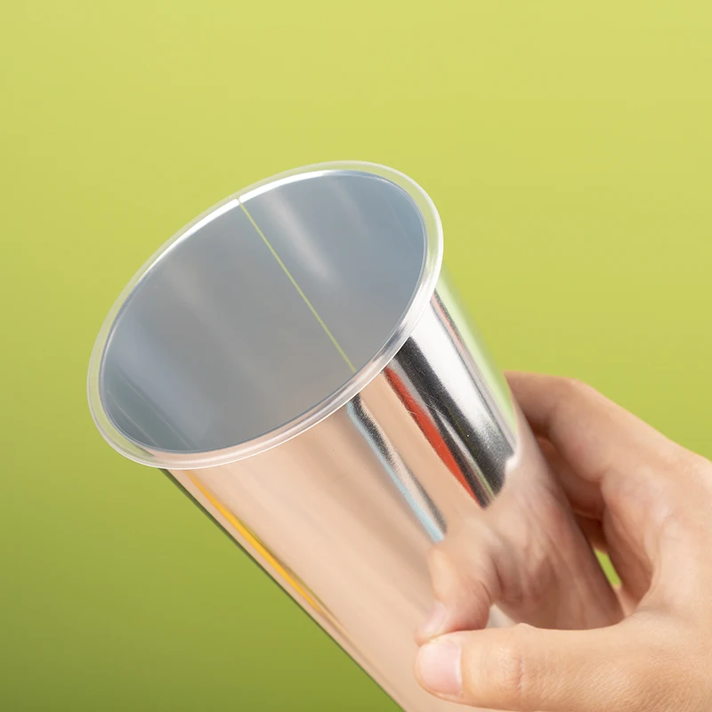 LOKYO 500ml 700ml Disposable Juice Bubble Tea Cups Wholesale Holographic rainbow Film Plastic Cup with Lids