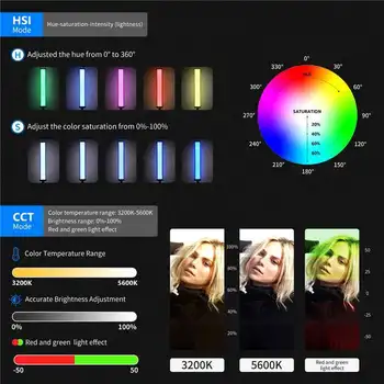 Neewer 2.4G RGB LED Light Stick, 3-Pack Photography Lighting Kit with Remote Control, Dimmable 3200K~5600K with Stand, Arm detail image