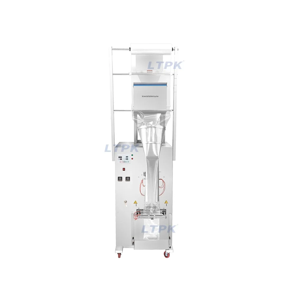 Factory price back seal snack nuts beans seeds coffee bag weighing filling sealing packaging machine with euro hole
