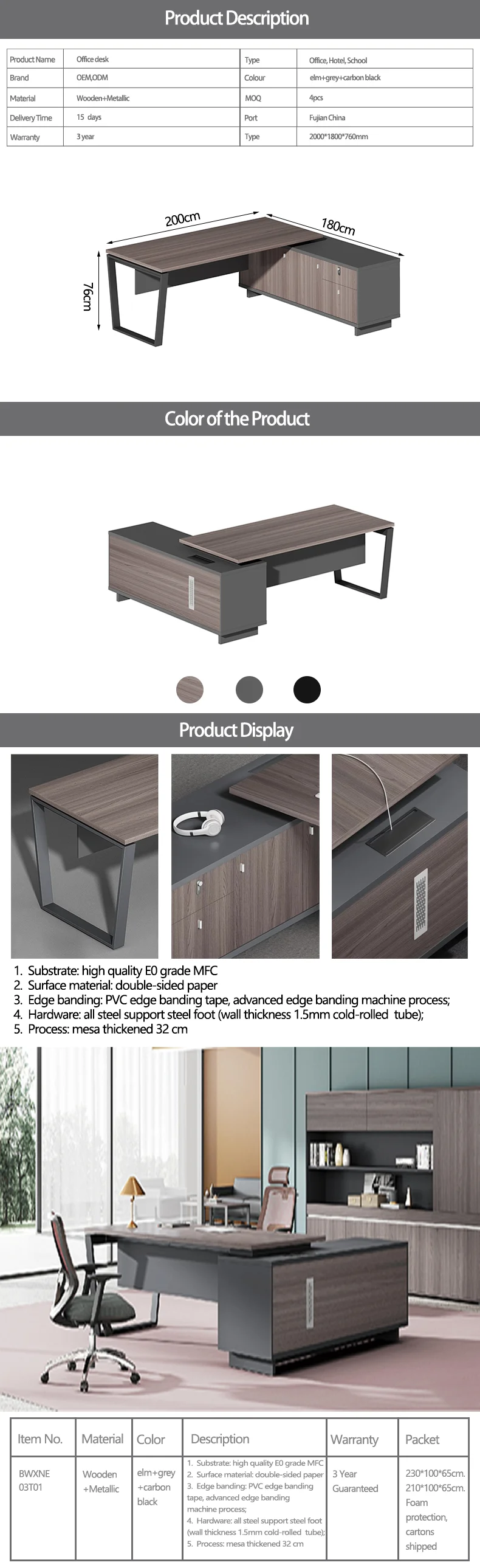 Office Computer Table Furniture Specifications L Shape Executive Table For Manage office desk mesas