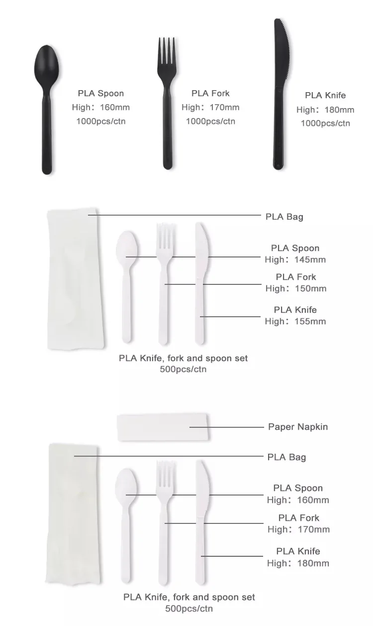 Disposable Compostable Individually Wrapped Heavy Weight Knife Fork