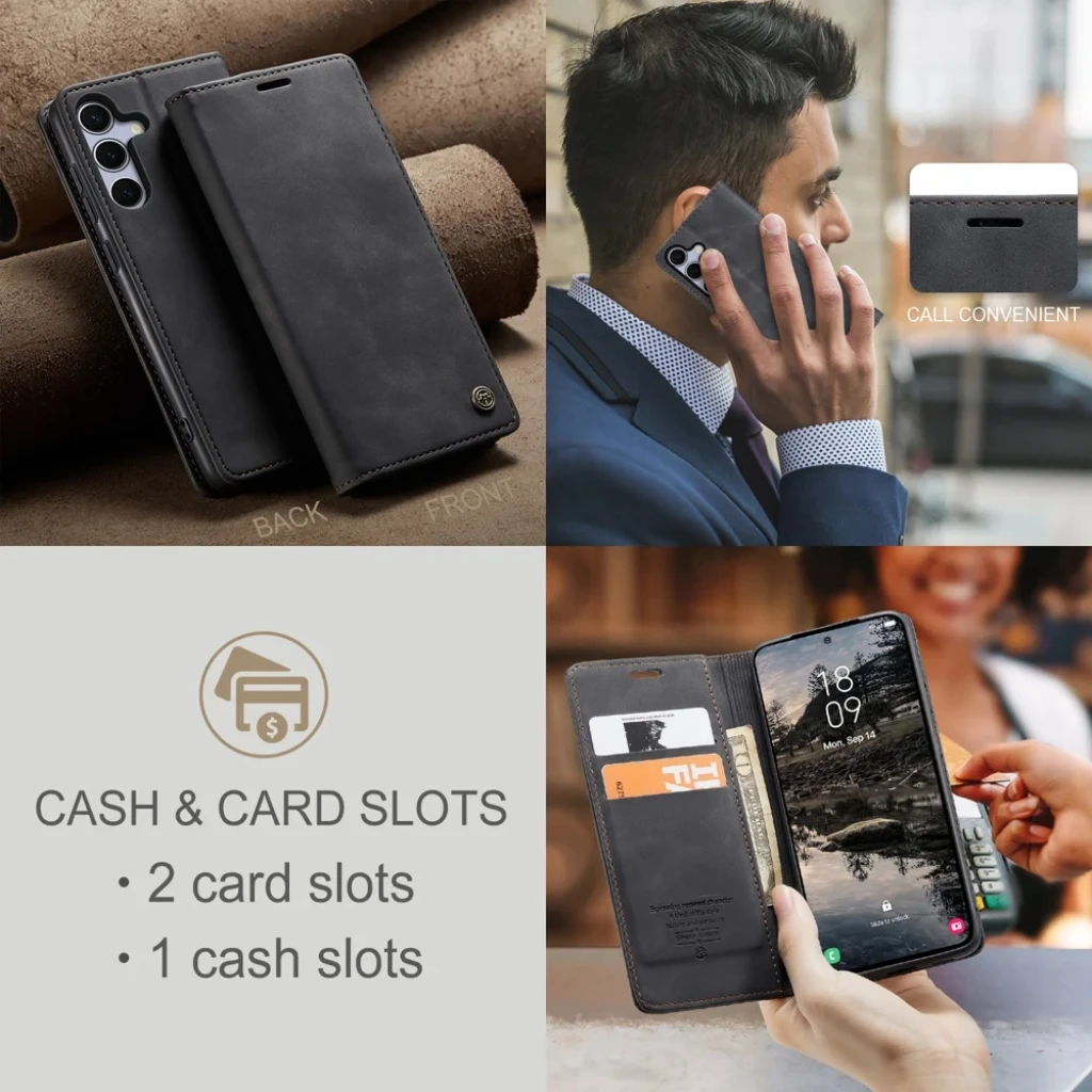 product wallet case for samsung galaxy s25 fe pu leather stand cover with card slots  kickstand-11