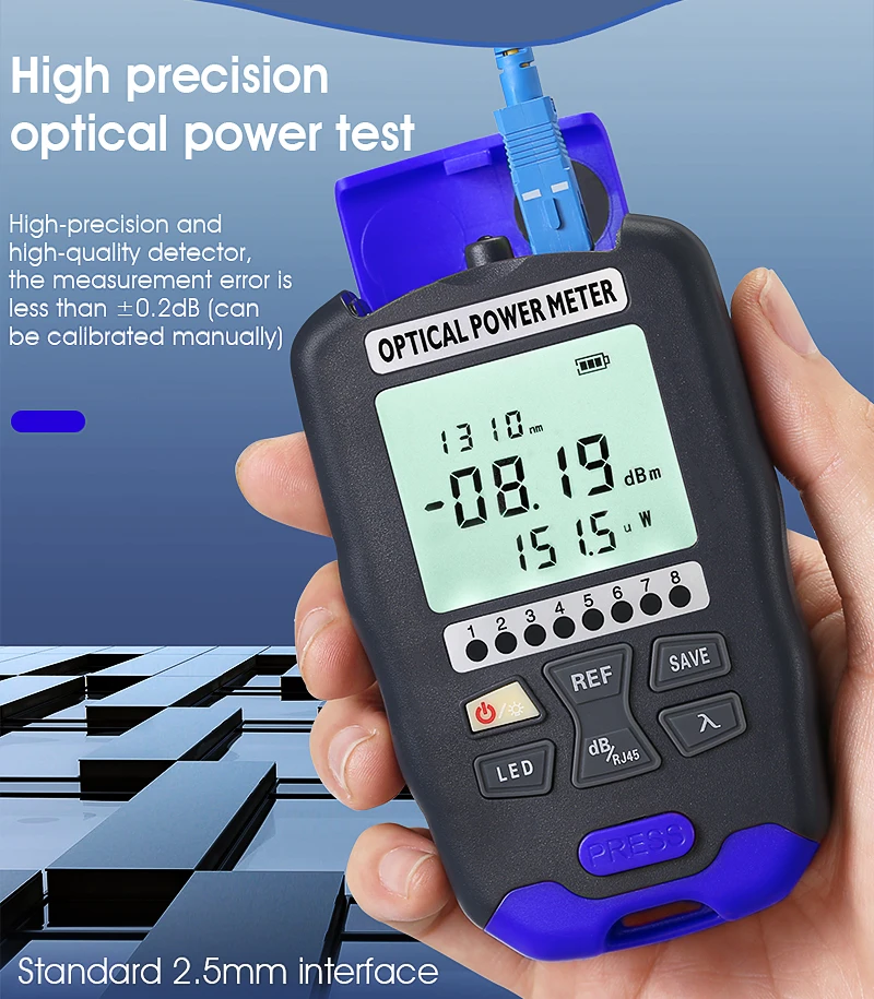 COMPTYCO Fiber Optic Tester AUA-DC7/DC5 Rechargeable OPM with LED and RJ45 tester Fiber Optic Equipment Optical Power Meter details