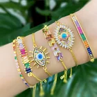23587 Dvacaman Full Diamond Bangle Stainless Steel Colorful Rhinestone Eye Bracelets For Women Jewelry