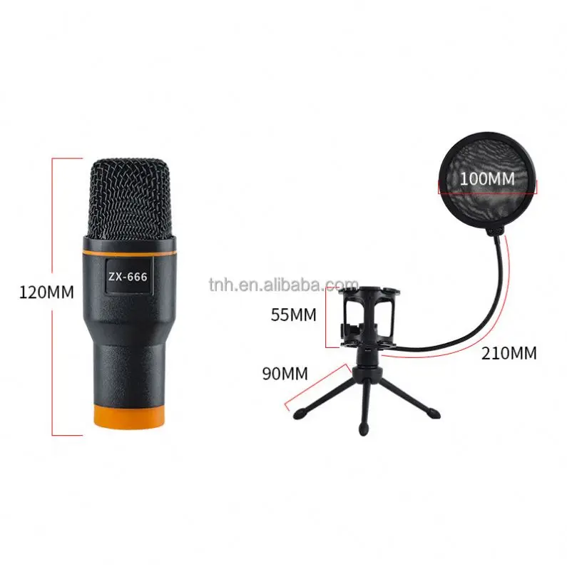 TNH USB- ZX666 RGB灯低价有线电容麦克风播客直播麦克风演播室录音