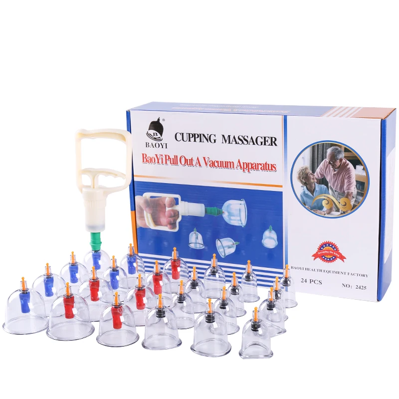 24 Cups Chinese Medical Vacuum Cans - Cupping Therapy Set